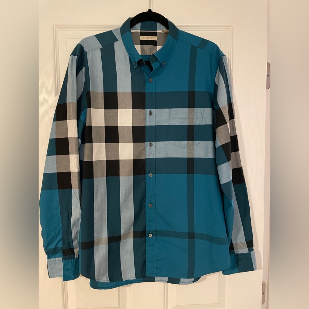 Burberry Brit size large men’s button down shirt in teal